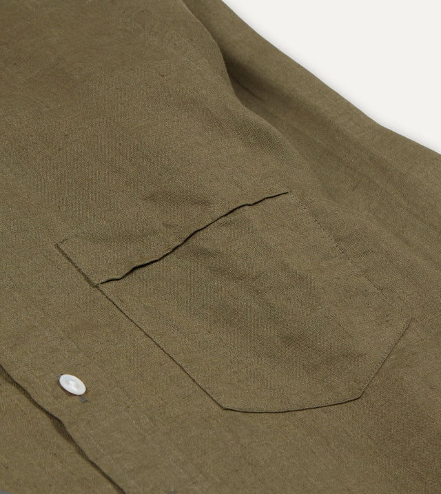 Drake's Linen Summer Shirt - Khaki Green