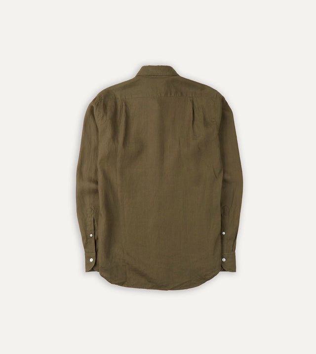 Drake's Linen Summer Shirt - Khaki Green