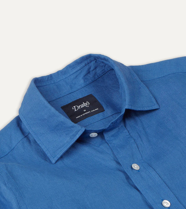 Drake's Linen Summer Shirt - Blue