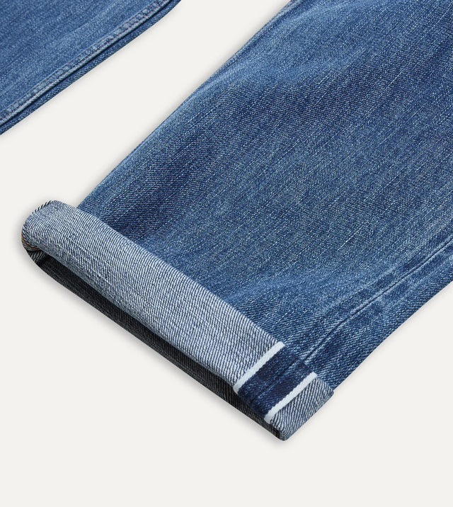 Drake's 14.2oz Japanese Selvedge Denim Five-Pocket Jeans - Bleach