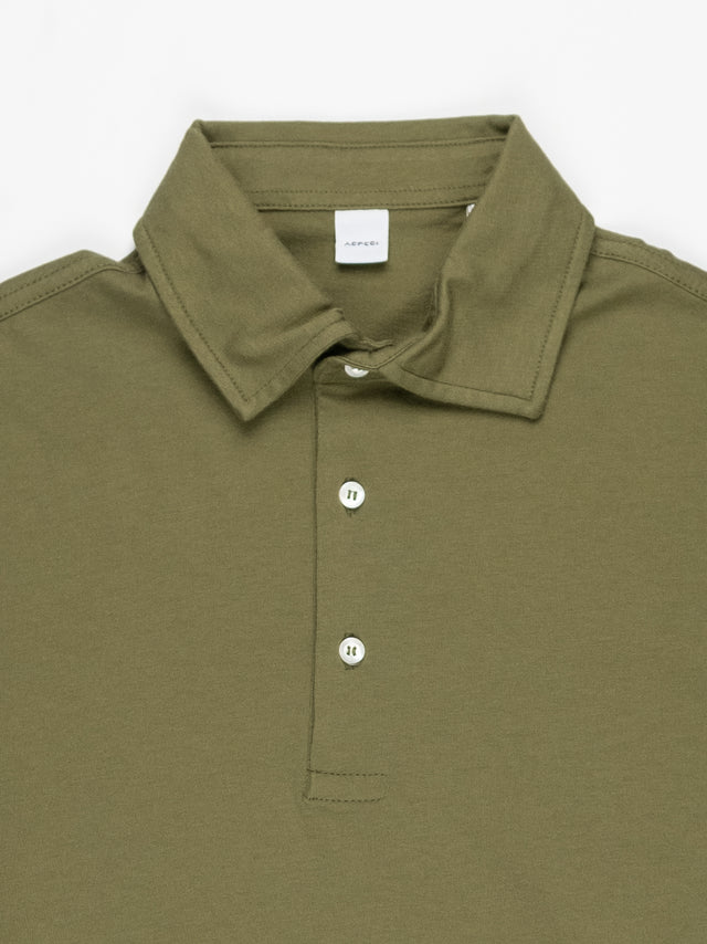 Aspesi Garment Dyed Jersey Polo - Military Green