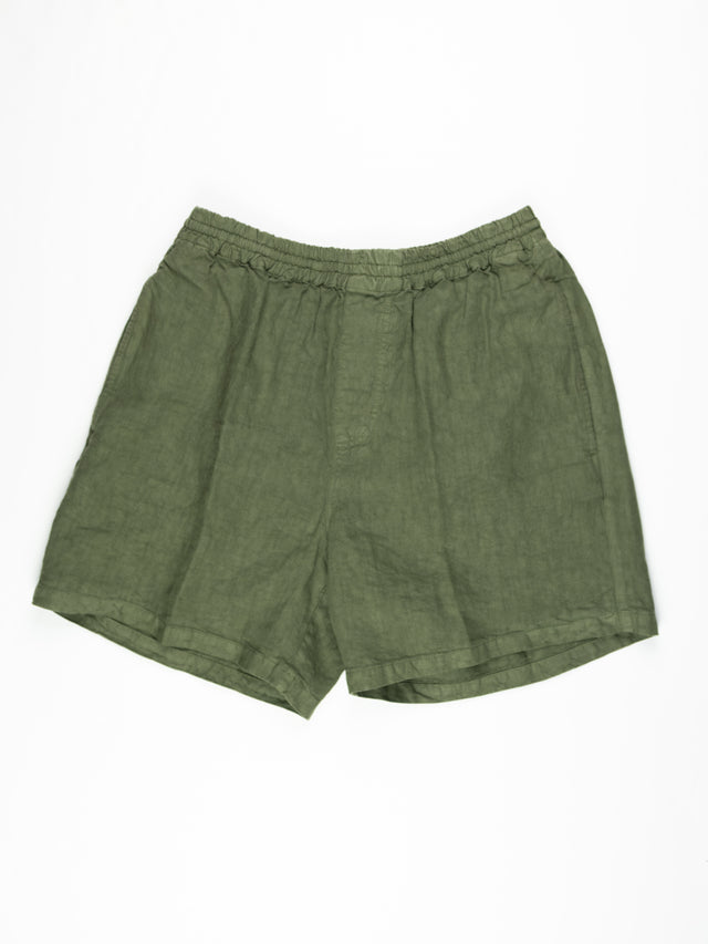Aspesi Roque Linen Drawstring Shorts - Sage Green