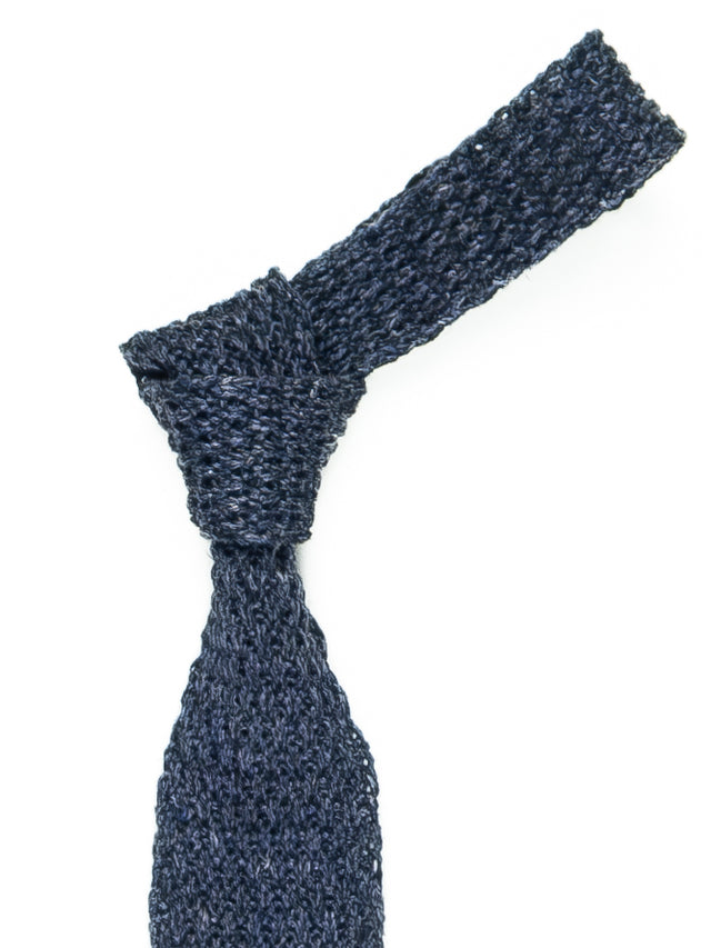 Inis Meain Linen Knitted Tie - Navy
