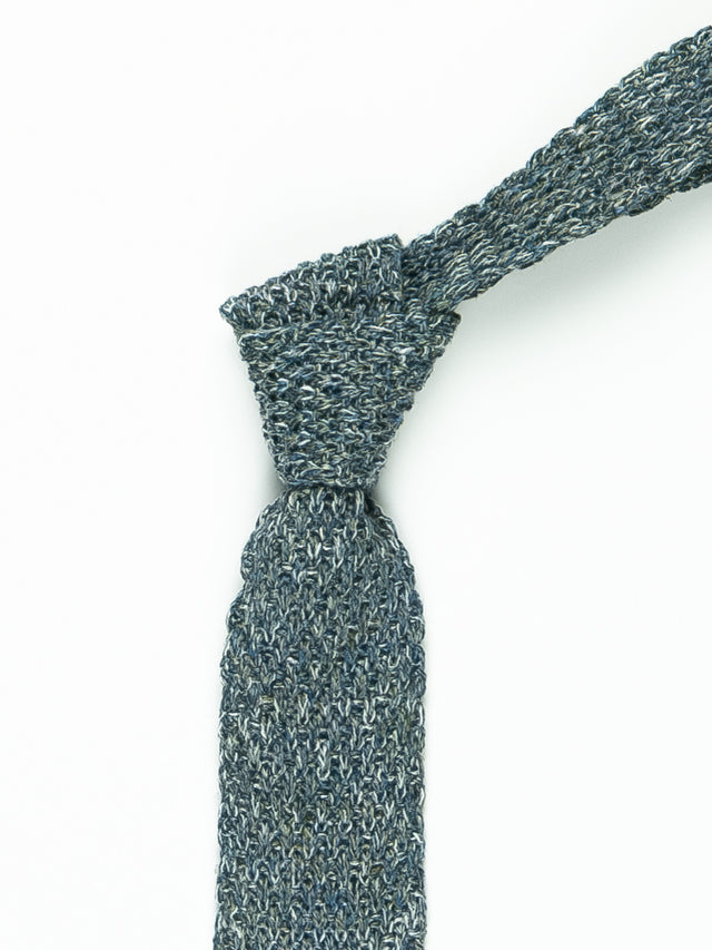 Inis Meain Linen Knitted Tie - Blue