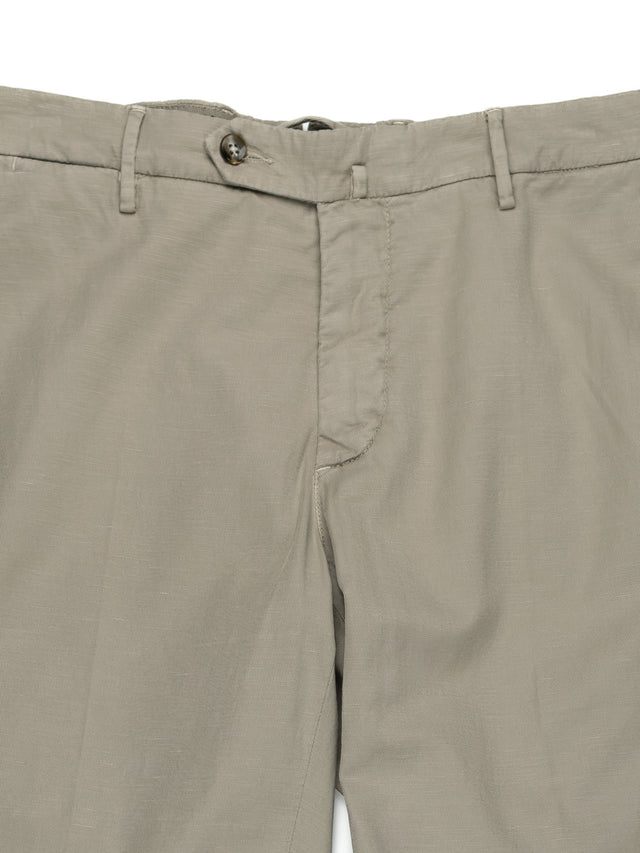 MCS Cotton/Linen Stretch Twill Trouser - Khaki