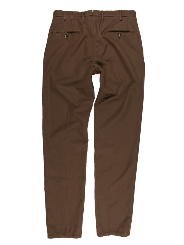 MCS Cotton/Linen Stretch Twill Trouser - Dark Brown