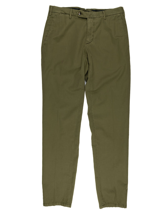 MCS Cotton/Linen Stretch Twill Trouser - Dark Green