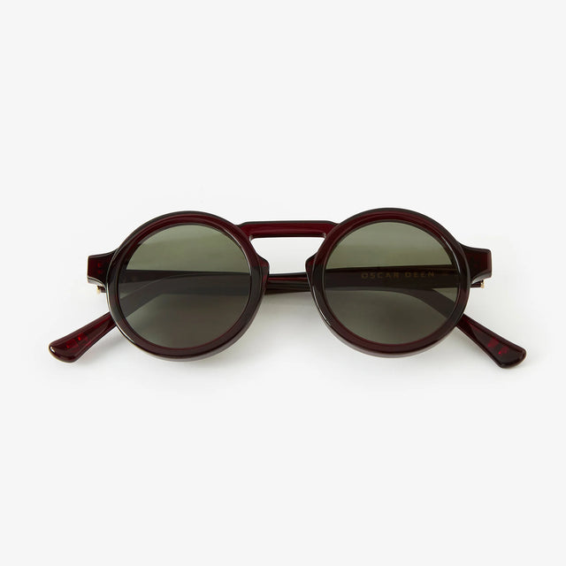 Oscar Deen Panda Sunglasses - Claret/Moss Green