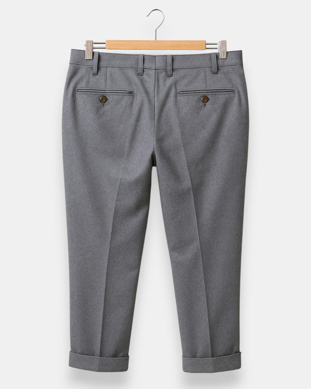 MCS Pleated Wool Flannel Trouser - Grey