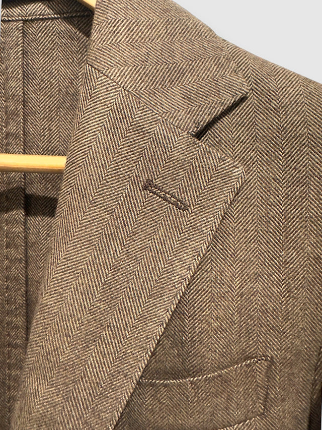 MCS Brushed Cotton Herringbone Two Button Blazer