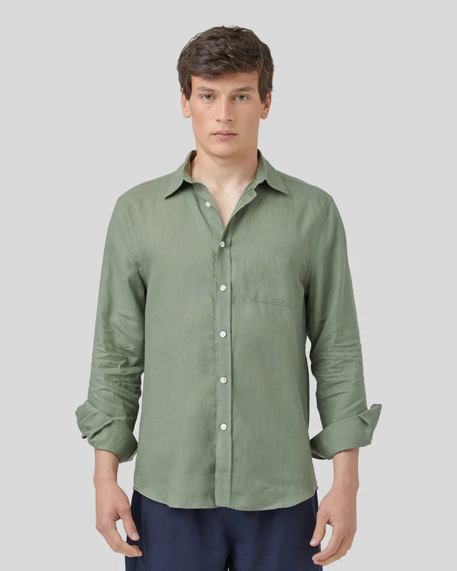 Portuguese Flannel Linen Shirt - Dry Green