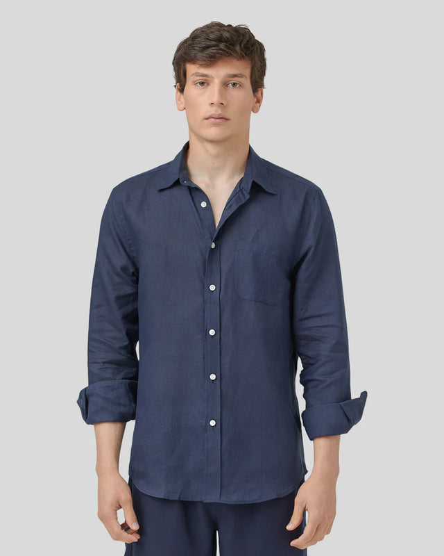 Portuguese Flannel Linen Shirt - Navy