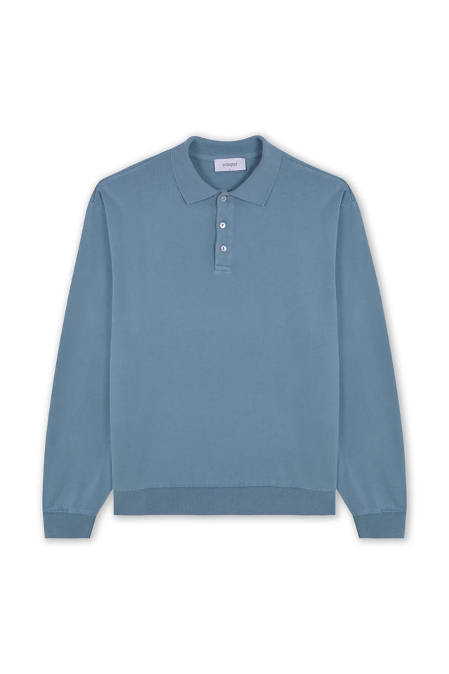 Unfeigned Long Sleeve Polo - Dusty Blue