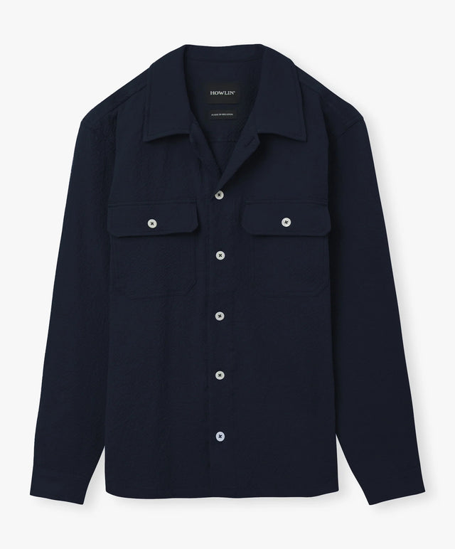 Howlin' Magic Work Shirt in Seersucker - Navy