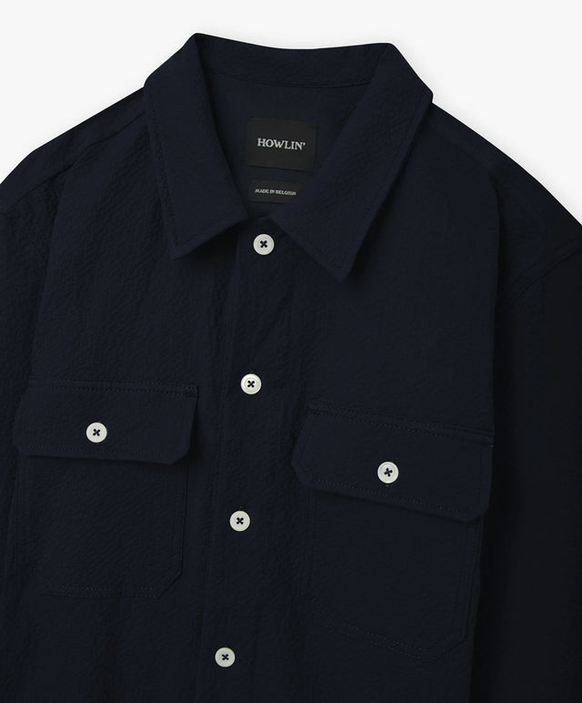 Howlin' Magic Work Shirt in Seersucker - Navy