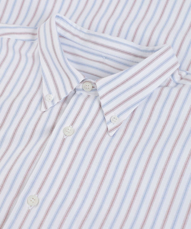 Unfeigned Regular Shirt Stripe Oxford - Terracotta & Blue