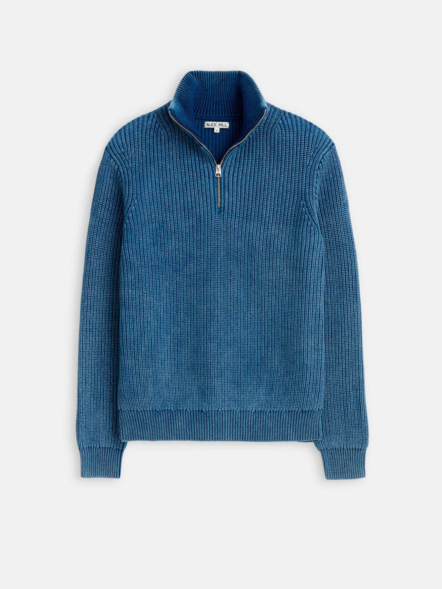 Alex Mill Indigo Half Zip Cotton Sweater