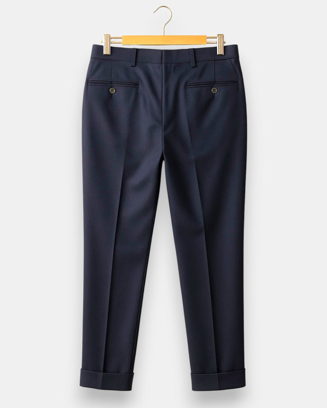MCS Pleated Wool Flannel Trouser - Navy