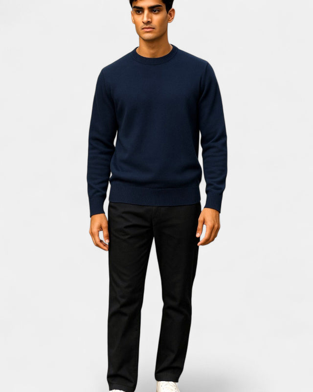 MCS Lambswool Crew Neck Pullover - Navy