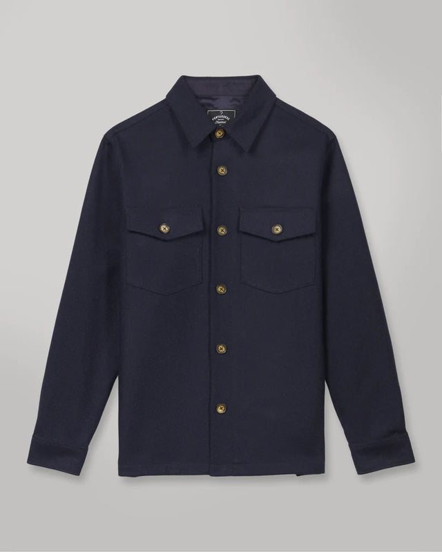 Portuguese Flannel Wool Field Overshirt - Navy