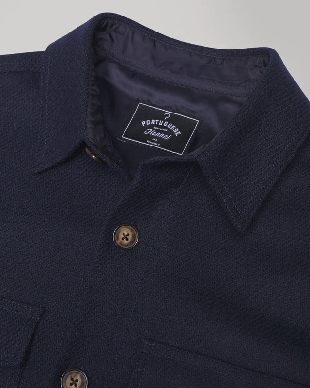 Portuguese Flannel Wool Field Overshirt - Navy