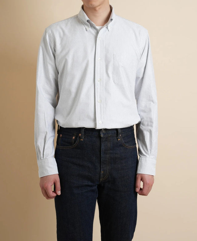 Kamakura Vintage Ivy Stripe Oxford Button Down Shirt - Grey
