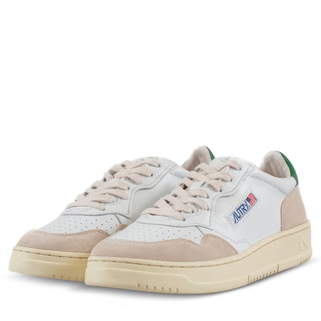Autry Medalist Low Sneaker in Suede and Leather White/Amazon