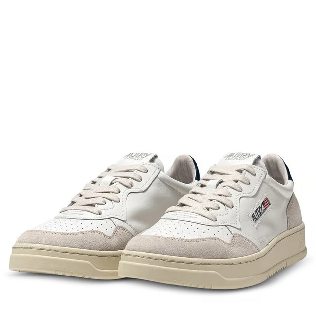 Autry Medalist Low Sneaker in Suede and Leather White/Blue
