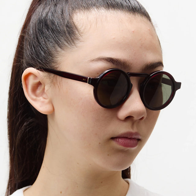 Oscar Deen Panda Sunglasses - Claret/Moss Green