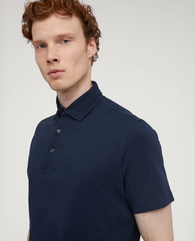 Aspesi Garment Dyed Jersey Polo - Navy