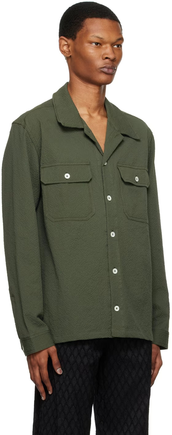 Howlin' Magic Work Shirt in Seersucker - Greenish