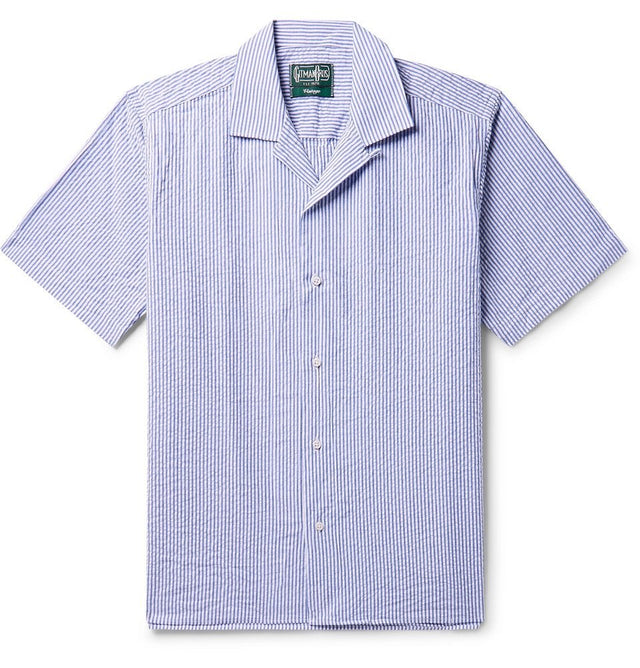 Gitman Vintage Seersucker Stripe Short Sleeve Camp Shirt