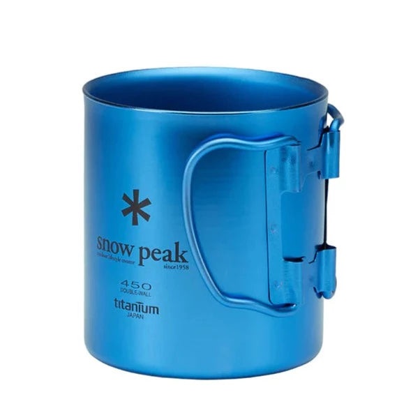 Snow Peak Titanium Double wall Cup 450ml Cup - Blue