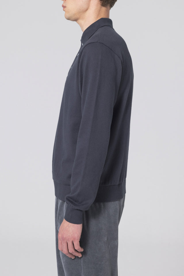 Unfeigned Long Sleeve Polo - Blue Graphite