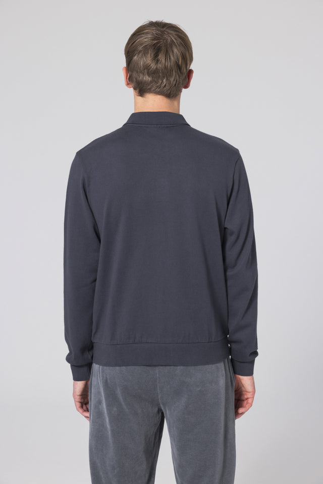 Unfeigned Long Sleeve Polo - Blue Graphite