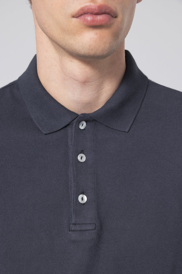 Unfeigned Long Sleeve Polo - Blue Graphite