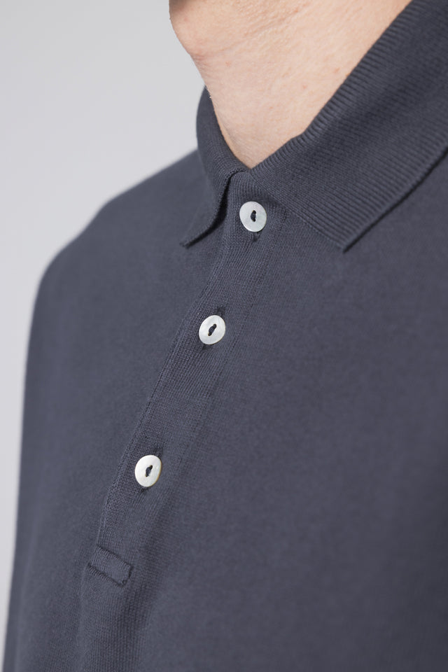 Unfeigned Long Sleeve Polo - Blue Graphite