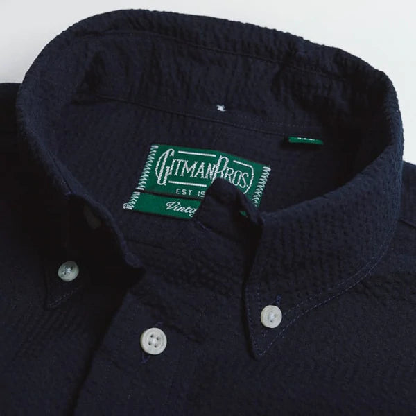 Gitman Vintage Overdyed Seersucker Shirt - Navy